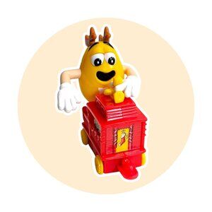 M&M's Vintage 2002 Action Figure: Yellow Peanut M&M Toy Christmas Train Caboose